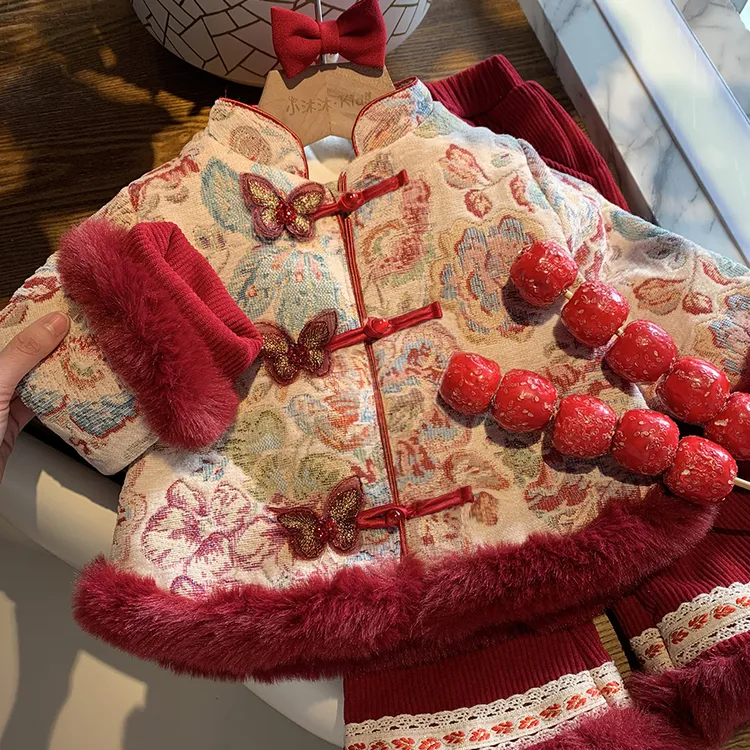 【现货】女童拜年服套装2025新款周岁国风两件套女宝宝时髦洋气套装