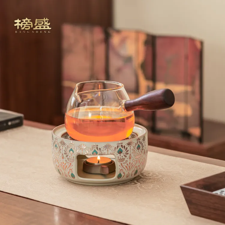 榜盛汝窑敦煌温茶器蜡烛煮茶炉中式暖茶炉保温底座中式温茶炉