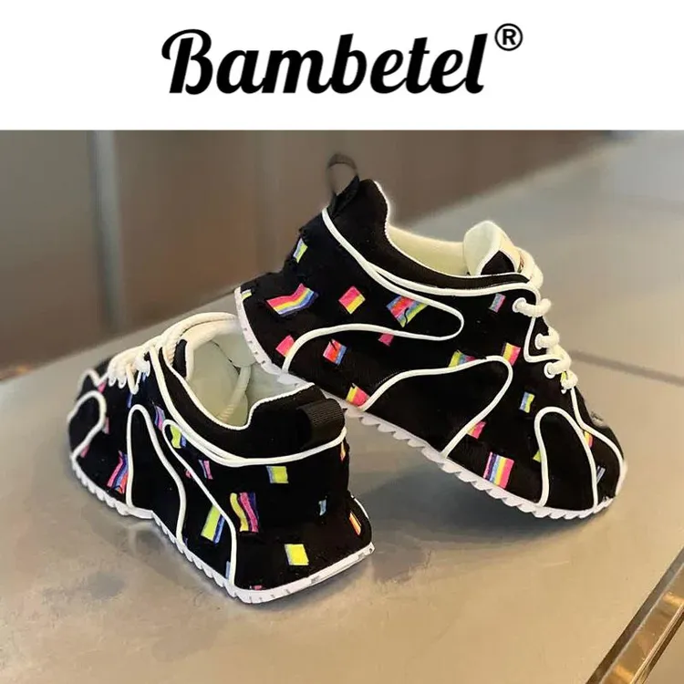 Bambetel夏季布面花纹透气老爹男休闲运动时尚百搭男款鞋子增高鞋