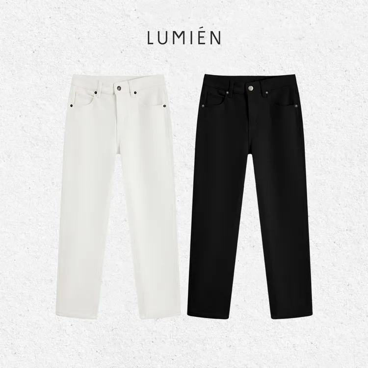 【LUMIEN 新品】极简风直筒百搭休闲加绒牛仔裤修身长裤LX5JKK216