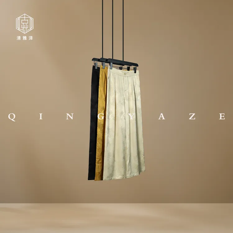 灵动大脚裤！丝麻提花新中式长裤！GZ5371