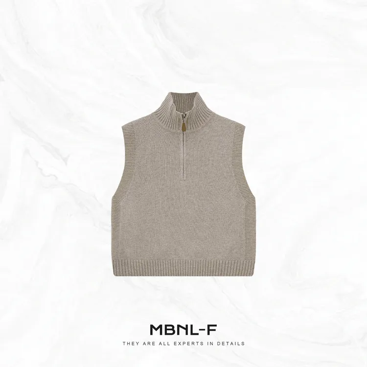 MBNL-F“松弛叠搭” 兔毛绵羊毛混织中高领毛织马甲 秦磊XM-XMJ6563