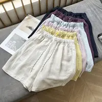 天丝亚麻腰钉扣短裤（不退换）XZ KX2088
