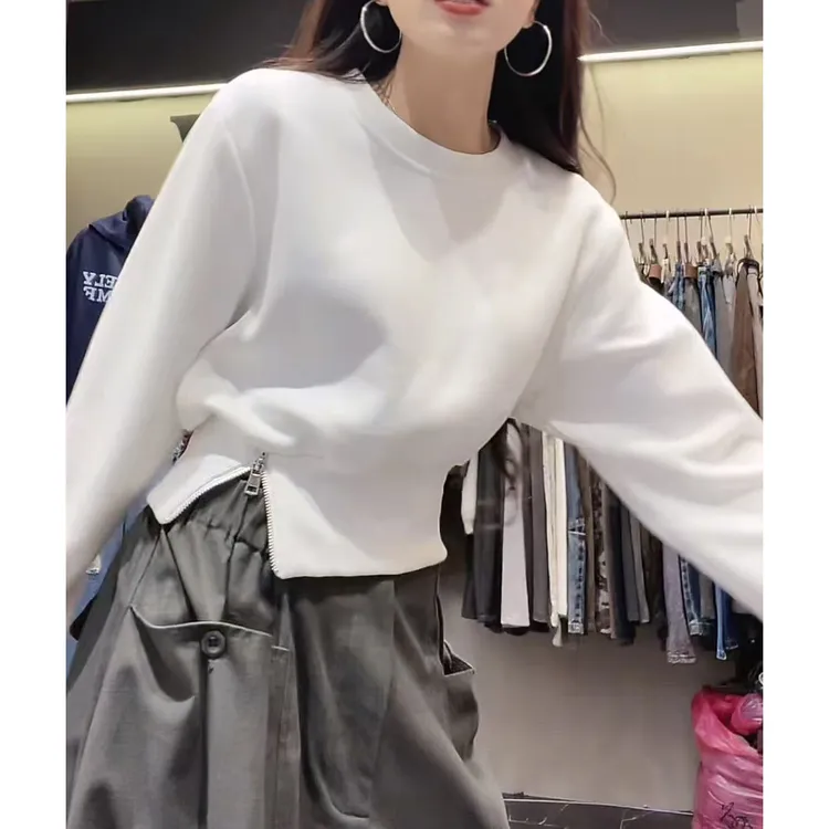 【侧拉链卫衣】2025秋季新款显瘦时尚百搭休闲小众设计感长袖卫衣女