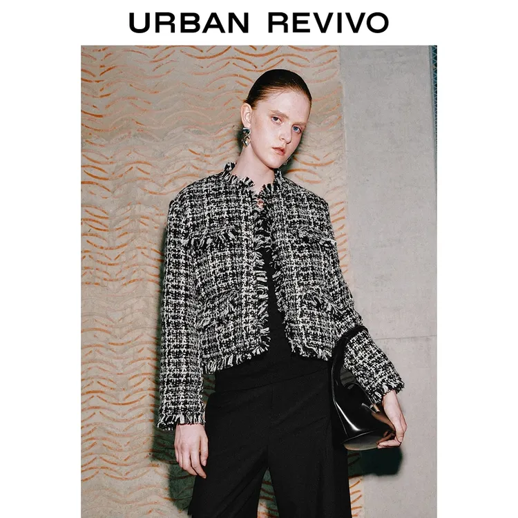 UR2025冬季新款女装气质小香复古粗花呢羽绒服UWG150122