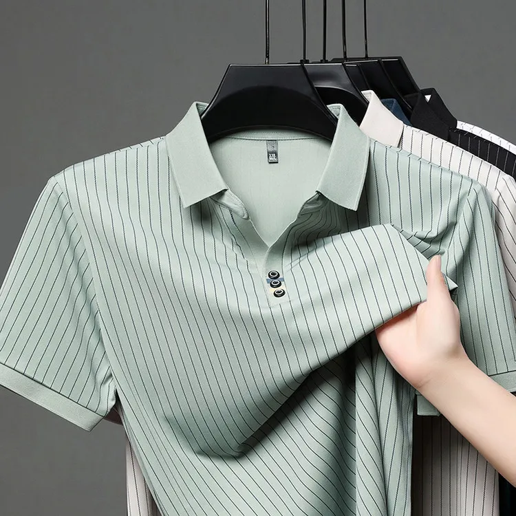 透气男装保罗衫无痕中老年上衣宽松百搭新款休闲polo衫男士
