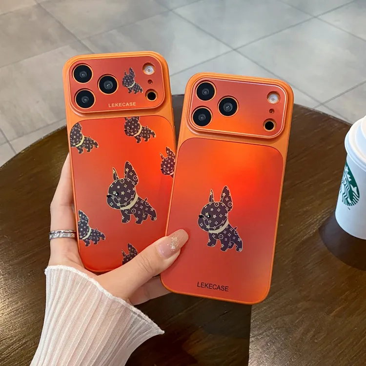 橙色法斗犬秒变苹果17promax手机壳16狗狗15磨砂14羊皮13可爱适用