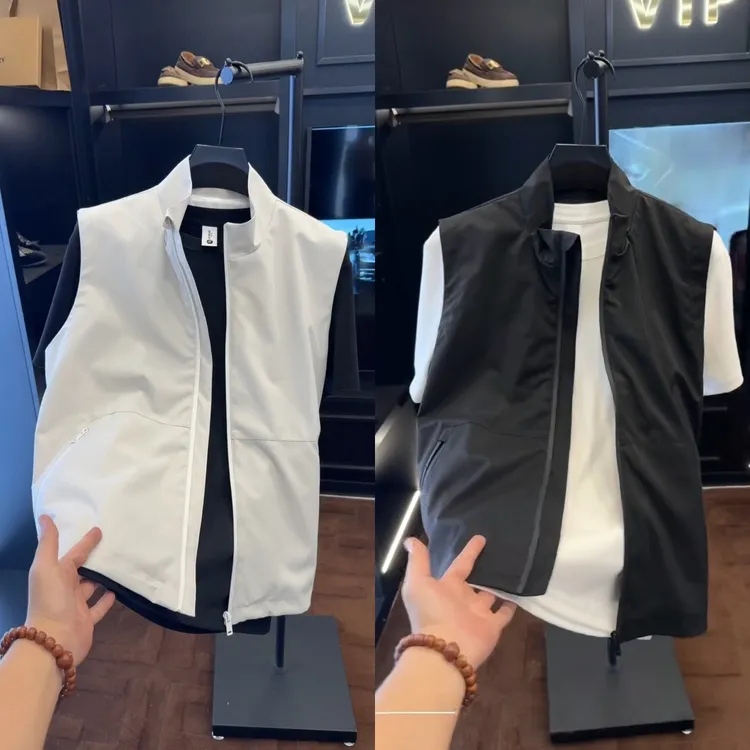 商务轻奢高端纯色秋季短款直下摆原色小众立领设计马甲免烫薄款