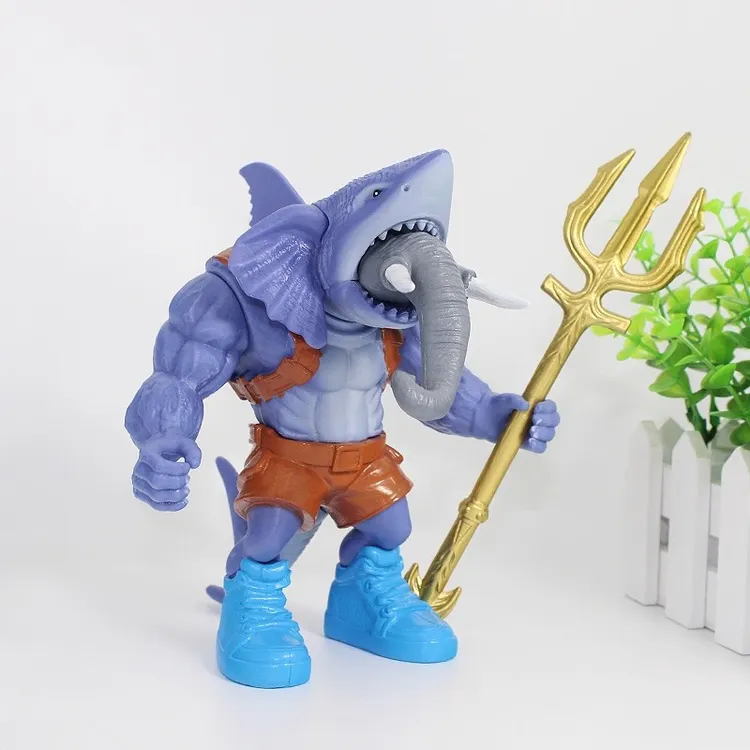 外国山海经海王鲨鱼融合怪手办可拆卸拼装儿童益智玩具模型摆件
