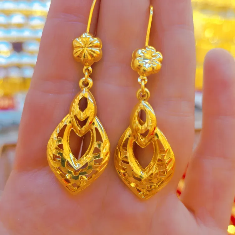 铜合金耳饰 欧美风民族风镶嵌甜美风女金色耳环灵动耳饰气质饰品