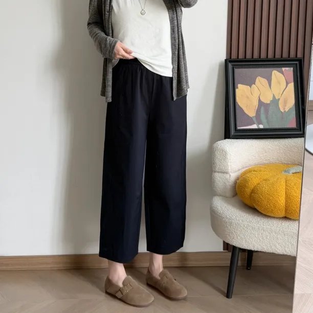 NANA【九分纸片裤】夏季松紧腰棉感九分裤休闲裤女梨形天菜C0843