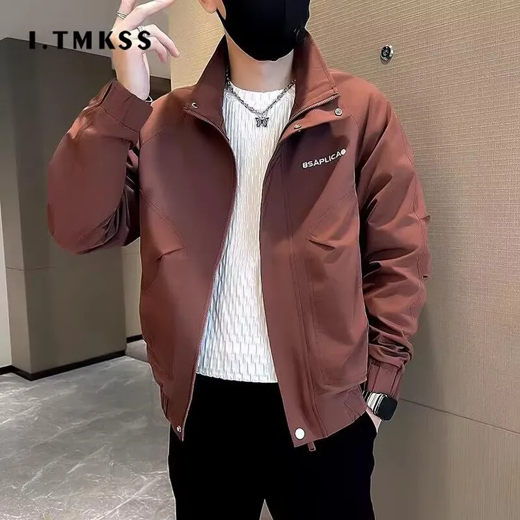 潮牌痞帅工装外套男春秋季潮流刺绣夹克2025新款男士修身百搭上衣
