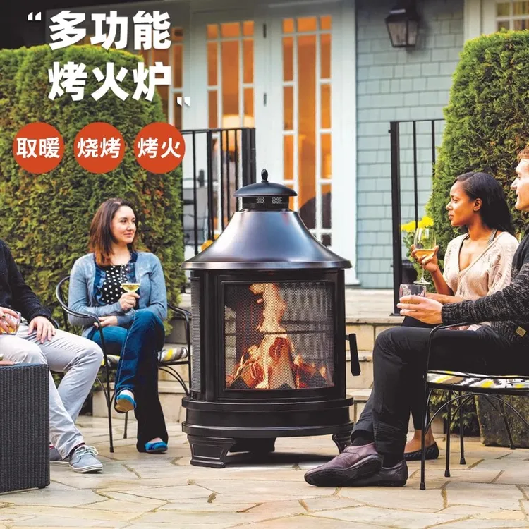 户外工匠烤火炉取暖炉家用柴火炉庭院篝火炉烧烤架壁炉花园露台