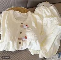 带胸垫睡衣女春秋季云朵棉长袖甜美可爱KT猫少女可外穿家居服5057