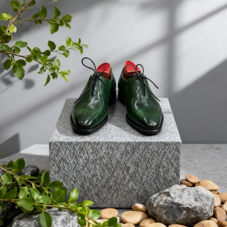 「高品」博物馆擦色渐变小牛皮方头系带牛津鞋皮鞋男士多变式休闲鞋