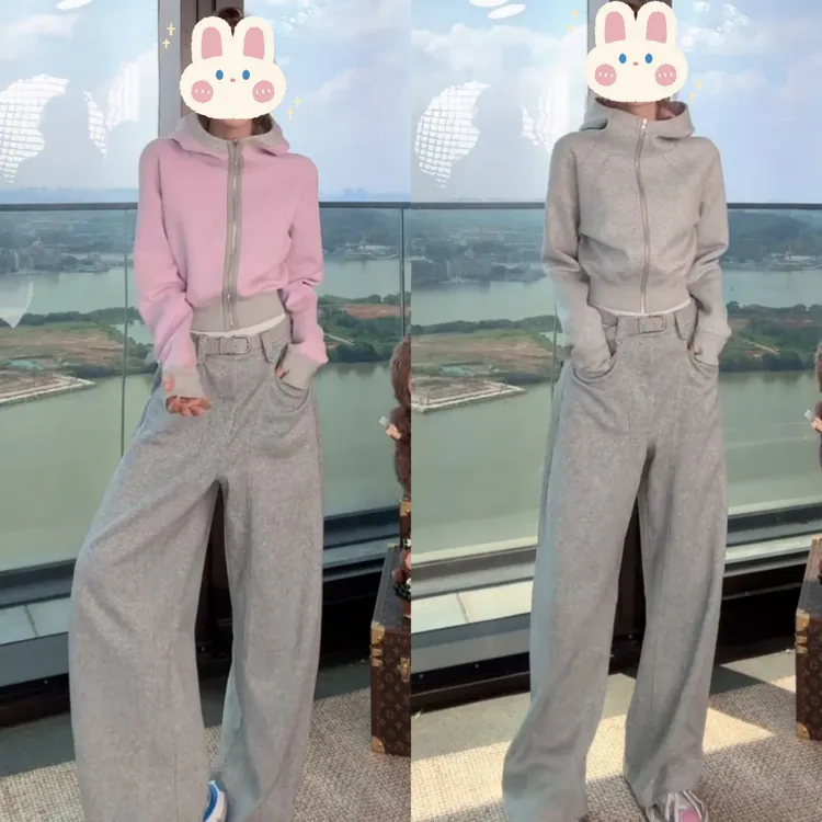 【粉灰少女】秋季正反可穿时尚百搭时尚宽松秋季时尚萝卜型