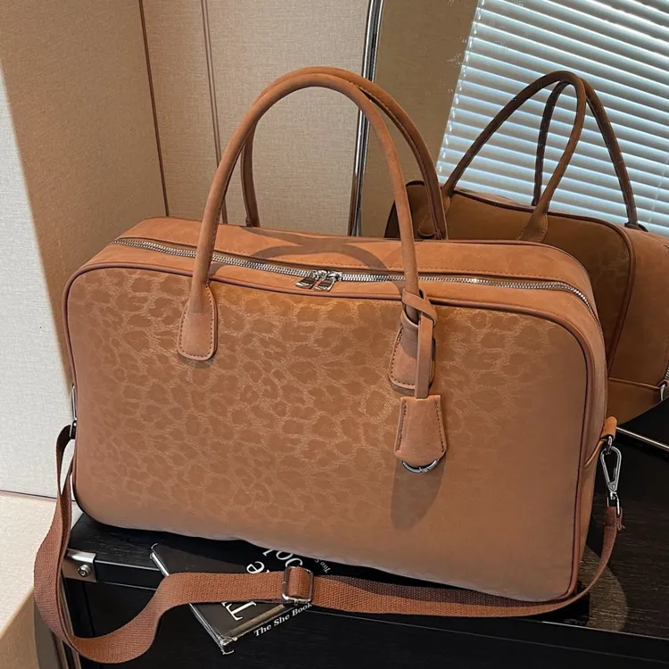 北尹嘉木秋冬新款时尚豹纹旅行包手提单肩行李包防水旅行袋大包包