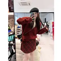 晶咕【时尚作弊器】假两件拼接V领宽松套头针织衫