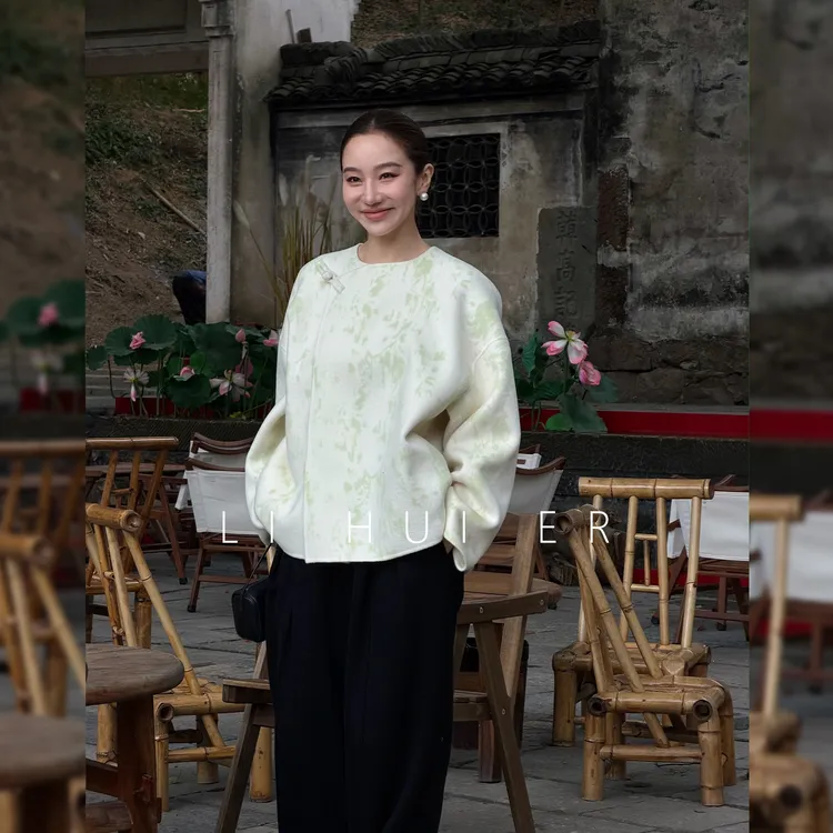 LiHuiEr李慧儿【菩提树下】2025秋冬季长袖白色女短款大衣LL0251300