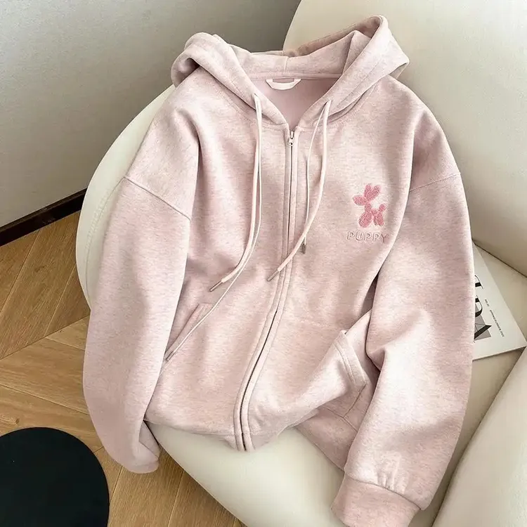 【帝韵】时尚刺绣卫衣女早秋穿搭加厚甜妹可爱学院风卡通小狗卫衣