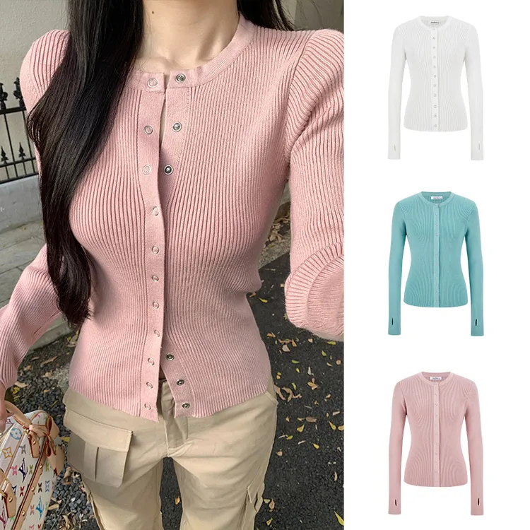 Moses Queen/魔西女王韩系chic别致针织开衫穿搭修身显瘦短款上衣