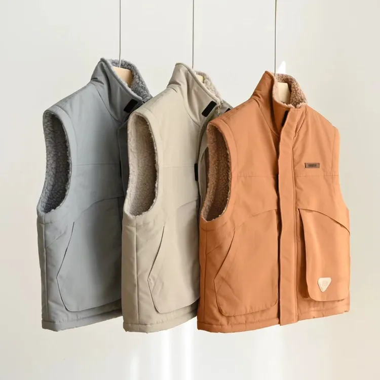男童防风羊羔绒加厚马甲2025儿童保暖洋气坎肩中大童百搭加绒马夹
