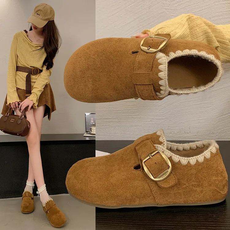 博肯鞋女2025秋冬新款休闲乐福鞋博肯鞋单鞋巨好看软底软面不累脚