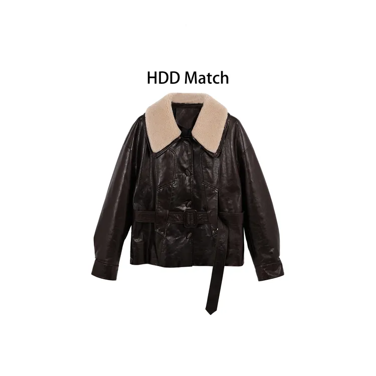 HDD- "甄选单品" 鹅绒 冬季女款毛领帅气皮衣羽绒服Y9518