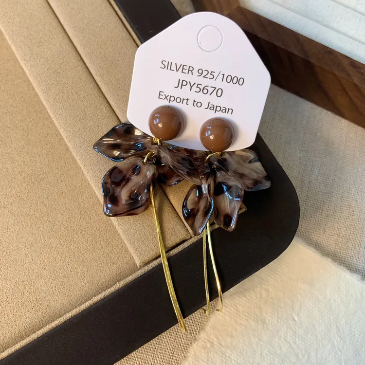 温柔欧尼 复古豹纹花瓣流苏耳环辣妹时髦高级感独特绝美夸张耳饰