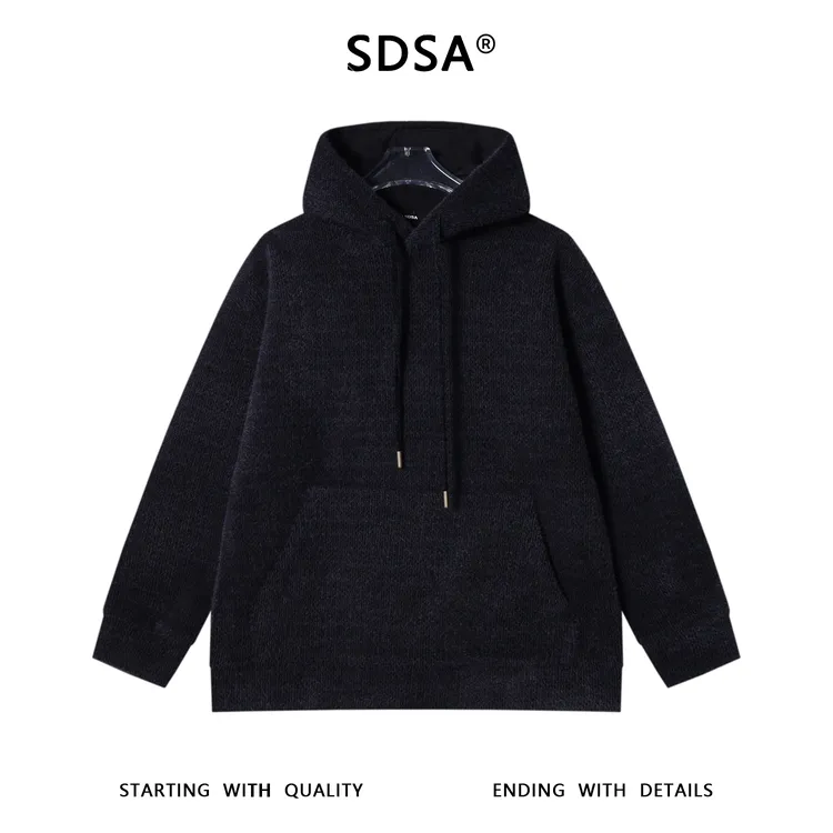 SDSA男士秋冬新款痞帅男装韩版简约绒毛抽绳连帽卫衣休闲百搭上衣
