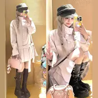 韩系粉色风衣连衣裙子女2025早秋新款简单大方高级感穿搭百褶短裙