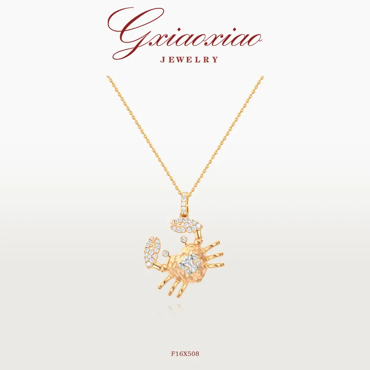 G XIAOXIAO 【有钳花】气质百搭鸢尾花螃蟹项链 F16X508新年礼物