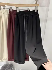 加绒醋酸日韩系翻口裤