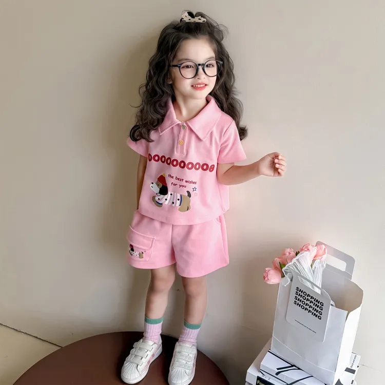 女童套装夏季2025新款洋气时髦儿童短袖夏装女宝宝休闲短裤两件套
