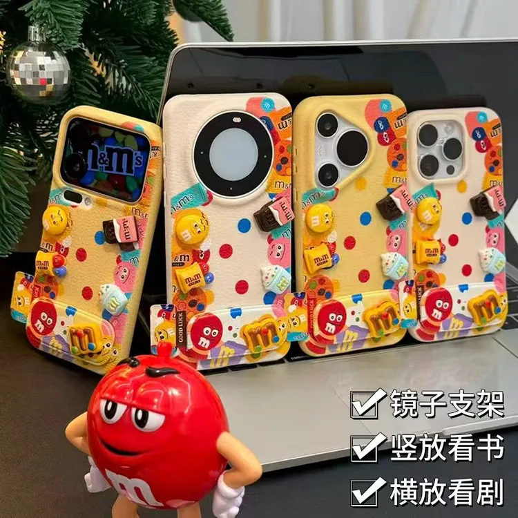 奥菲顿围边m豆公仔标签支架适用苹果16手机壳小米17vivoppo华为