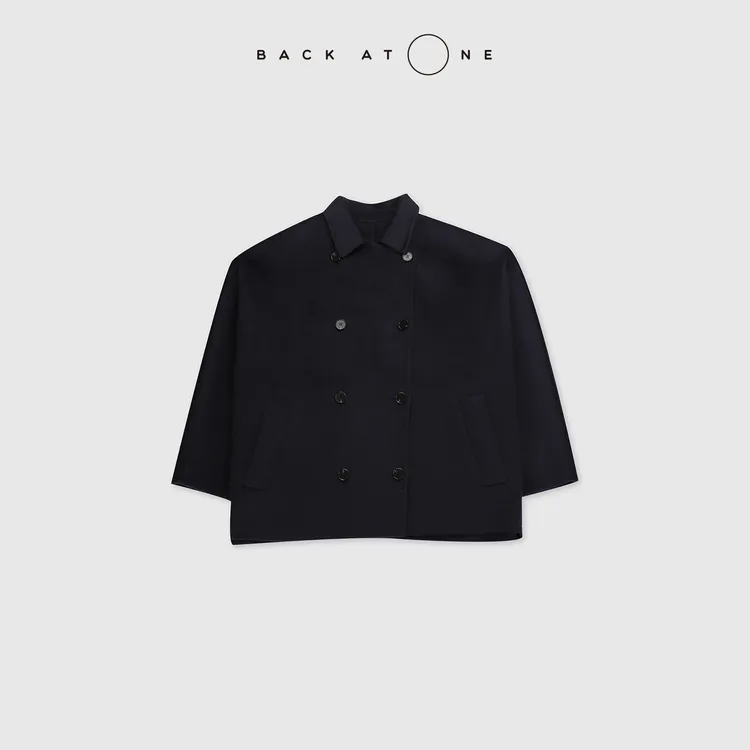 BACKATONE“极简优雅系列”B*C双排扣双面呢羊绒大衣 BFF-1BC150E-K