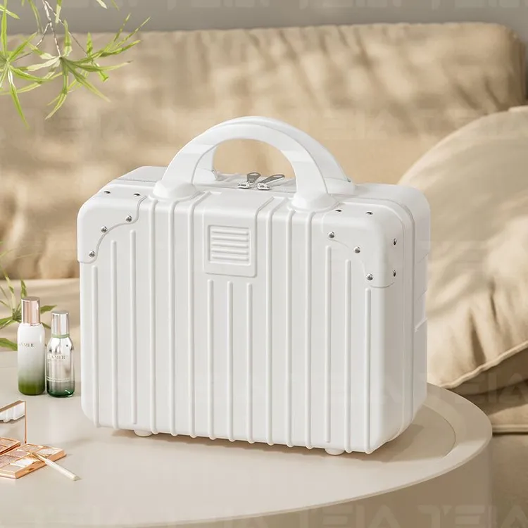 14寸白色旅行箱化妆箱收纳小型旅行行李箱手提箱子旅行箱包ins风