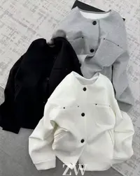 杨杨 DH-255025(赫本风)赫本系通勤圆领排扣卫衣外套/衣长56