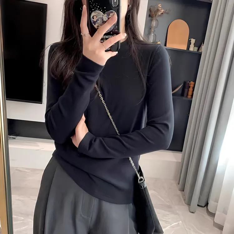 纯欲风美式收腰显身材长袖T恤衫女打底衫内搭秋季新款巨好看上衣