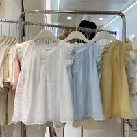 2025夏季新品法式荷叶边飞飞袖显瘦百搭韩系娃娃衫女减龄甜美衬衫