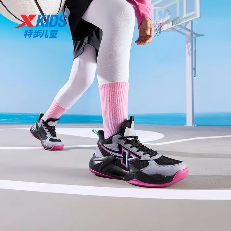 特步儿童冬季新款保暖密网篮球鞋防滑耐磨专业运动鞋675415129713