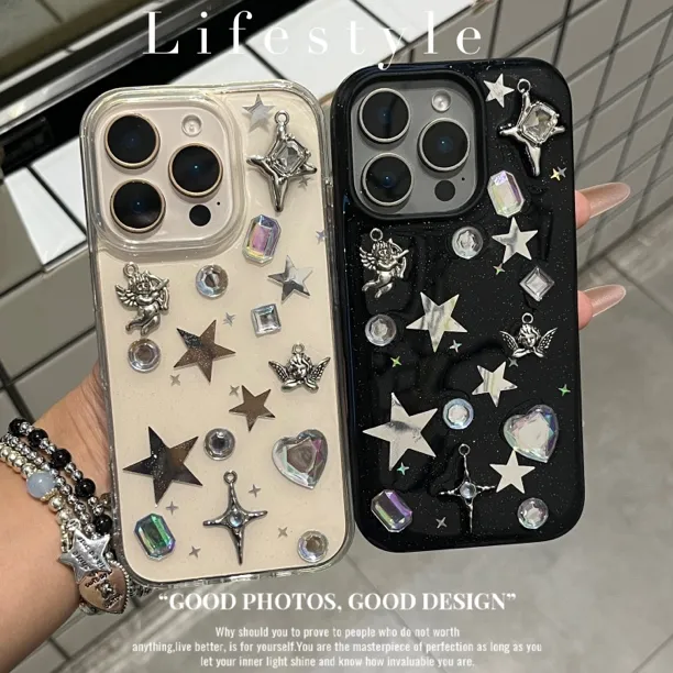 星星十字架天使适用苹果16手机壳华为软壳小米滴胶vivo保护oppo女