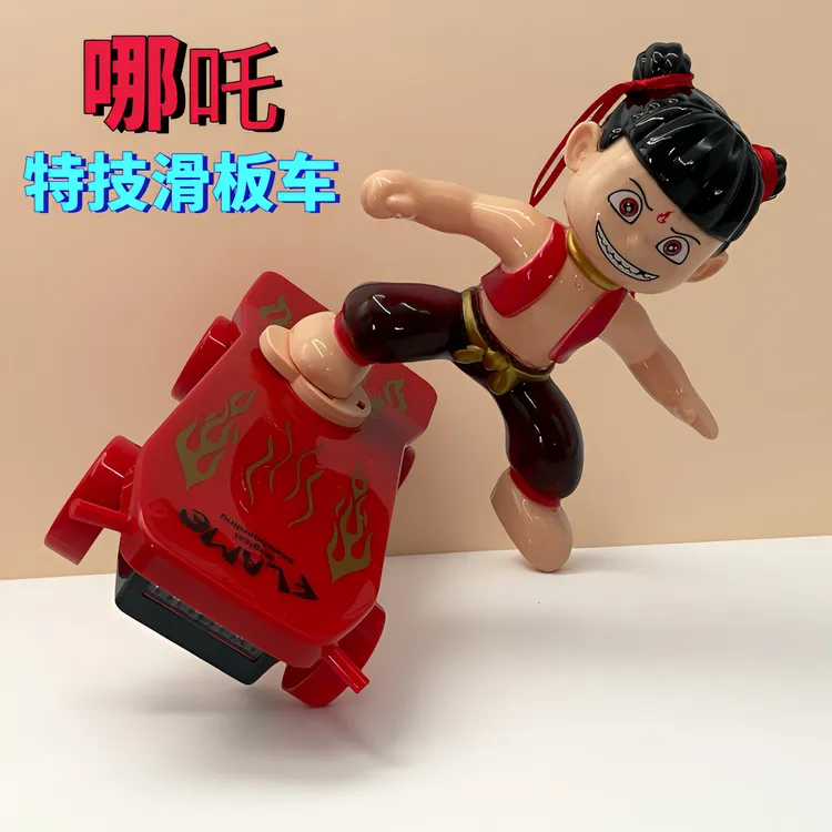 蜘蛛侠哪吒万向滑板车儿童趣味特技跌倒翻转宝宝3-6岁玩具小汽车