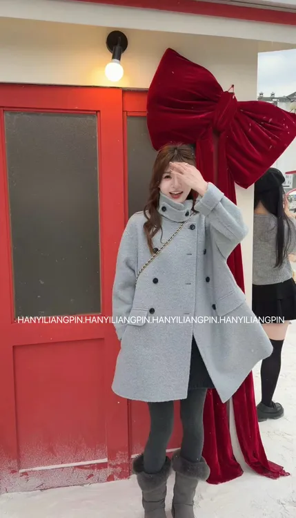 【苏力大衣】韩系双排扣羊毛外套