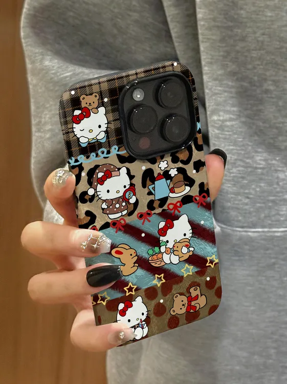 拼接豹纹kt适用苹果华为vivooppo小米二合一手机壳高级防摔荣耀女