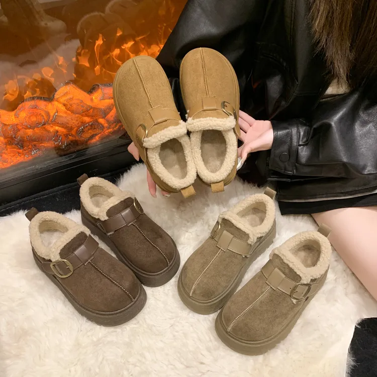 韩版厚底勃肯鞋女阔腿裤必备休闲女鞋2025秋冬季新款爆款加绒单鞋