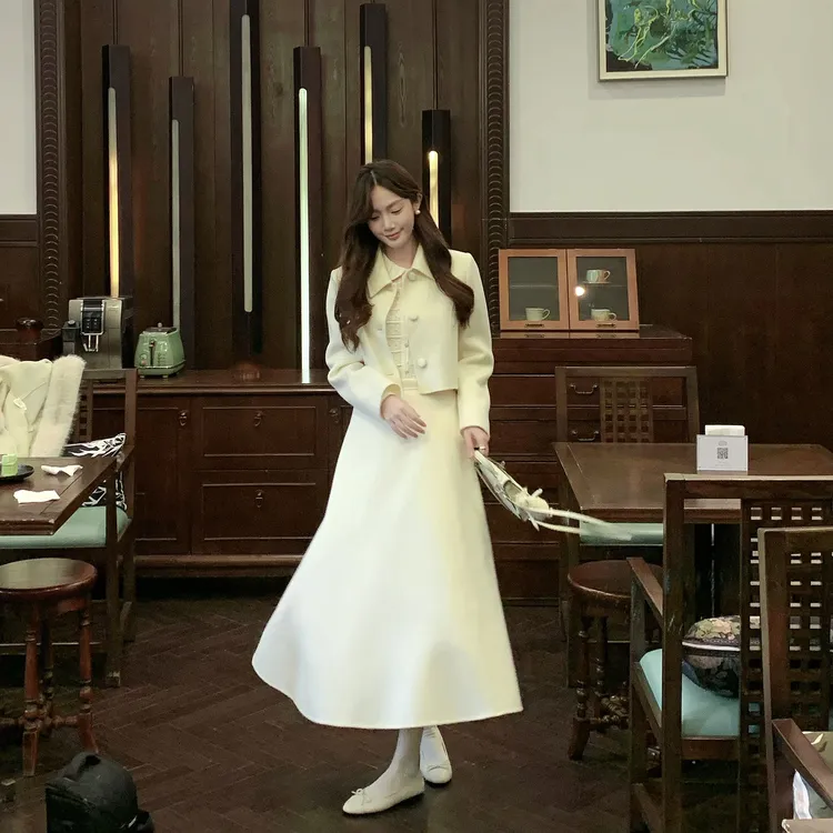 3姐【最初告白 许妍同款千金白月光全羊毛套装】   S5014