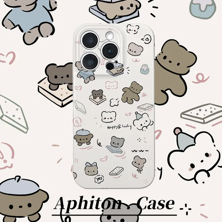 叮霖可爱温泉小熊适用苹果17/16菲林手机壳小米15vivoppo华为P70