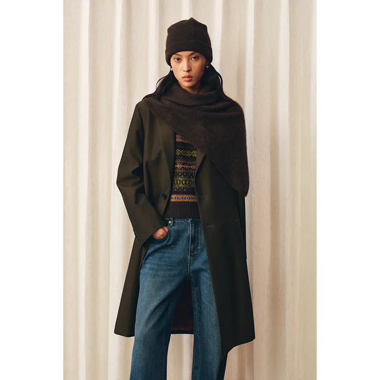 HERLAND她地【金丝楠】松弛高级感平驳领西装气质外套复古直身大衣