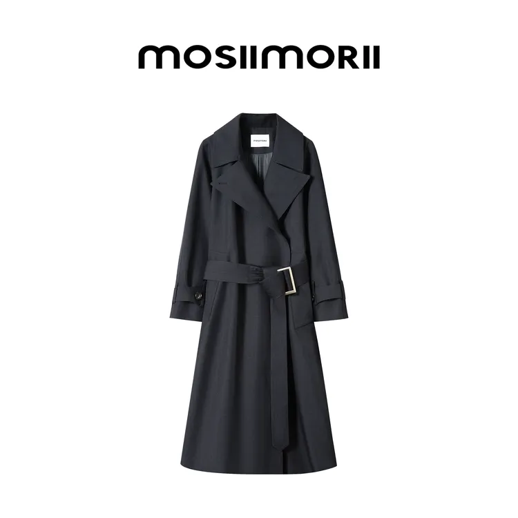 【薄雾清晨】女士长款cleanfit风轻奢翻领系带户外风衣外套春季穿搭商品图